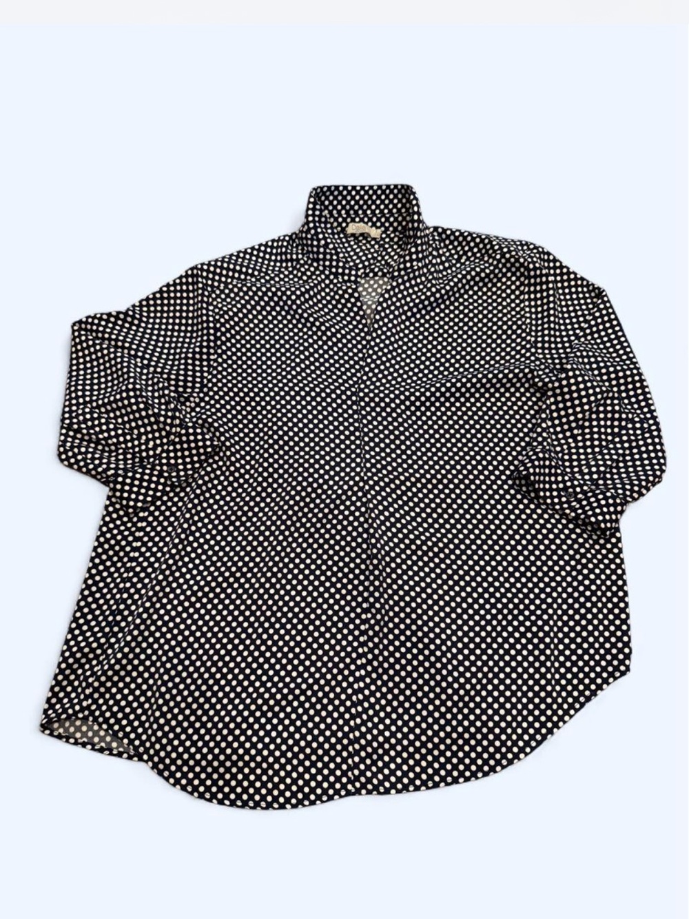 Dalia Navy and White Polka Dot Women’s  Button-Down Shirt